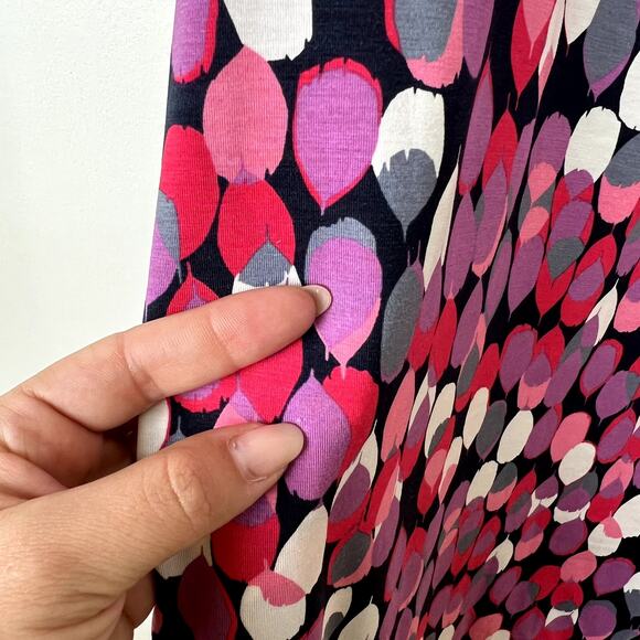 Boden Women Size US10L Bella Geometric Print Jersey Knit Dress Pink/Gray Midi - Picture 4 of 12